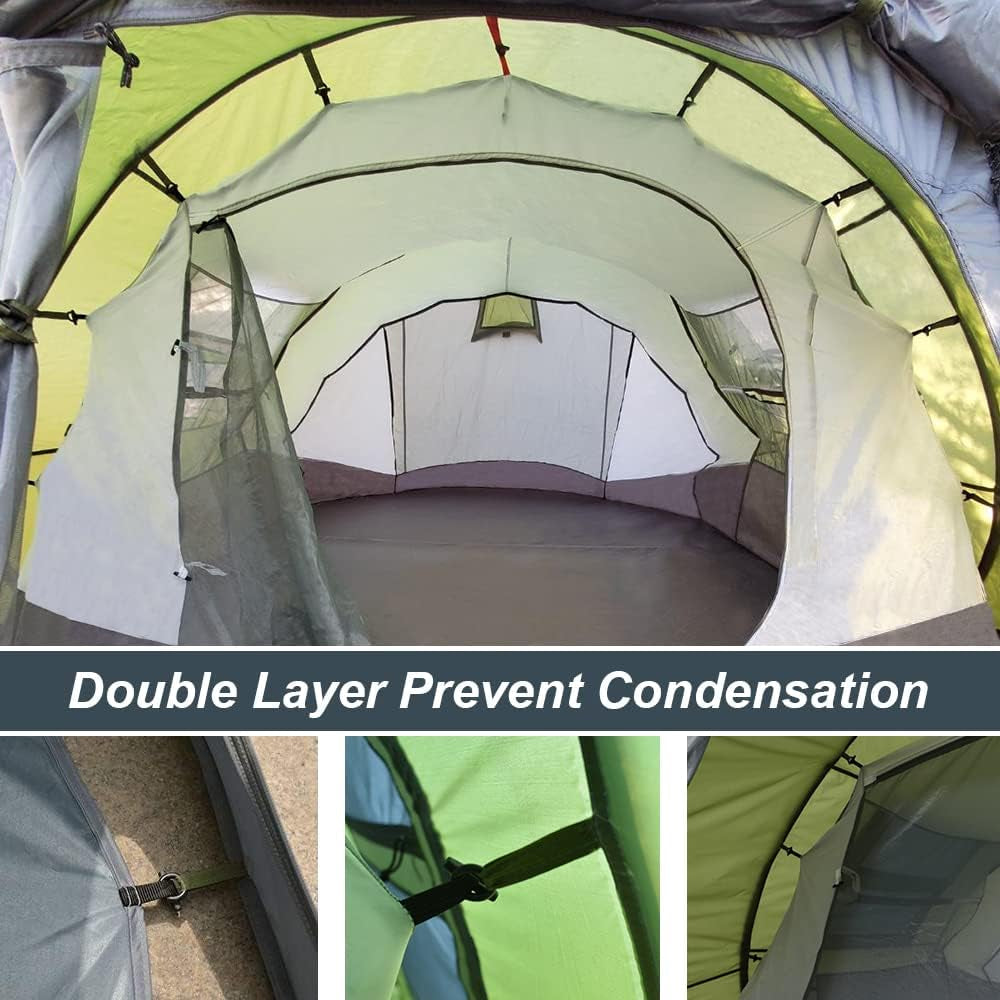 Waterproof 6 Person Easy Pop up Tents for Camping with Vestibule | Instant Setup, Double-Layer Anti-Condensation, Porch Poles Included, Large Size for Family 4-6 People Hiking, Travelling