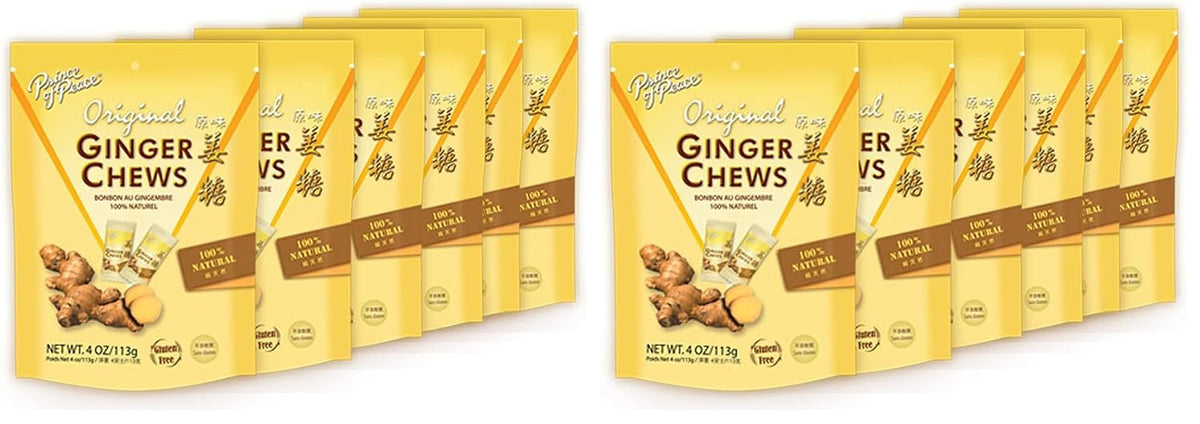 Original Ginger Chews, 4 Oz., Candied Ginger-Candy Pack & Ginger_Chews Candy, Natural Candy – (Pack of 12)