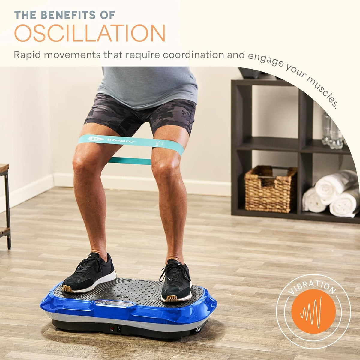 Waver Vibration Plate Exercise Machine with 99 Speeds & 10 Presets | Resistance Bands, Non-Slip Surface, 330 Lbs Capacity — Vibration Plate for Lymphatic Drainage, Body Toning, Full-Body Workout