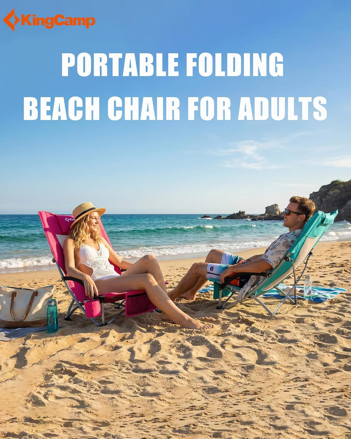 Low Beach Chairs, Folding Portable Chair for Adults Lightweight Extra Wide Seat 300Lbs Heavy Duty Oversized Backpack, Carry Bag for Camping Ergobreeze C Blue 2Pcs/Ergobreeze Classic Mesh Wide