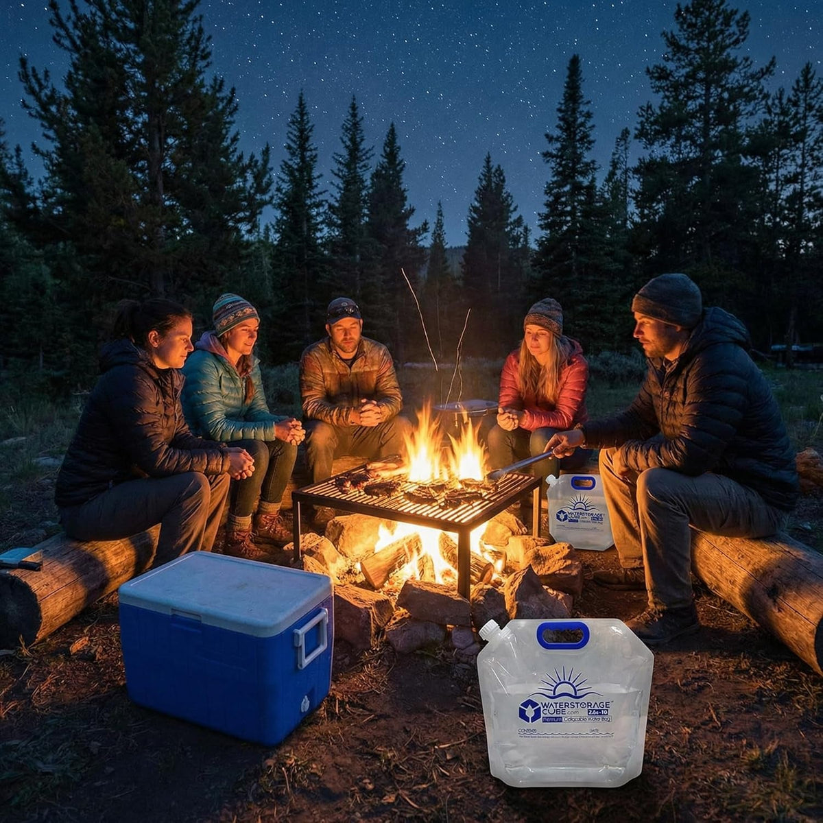 Premium Collapsible Water Container Bag, BPA Free Food Grade Clear Plastic Storage Jug for Camping Hiking Backpack Emergency, No-Leak Freezable Foldable Water Bottle 1.3/2.6 Gallon