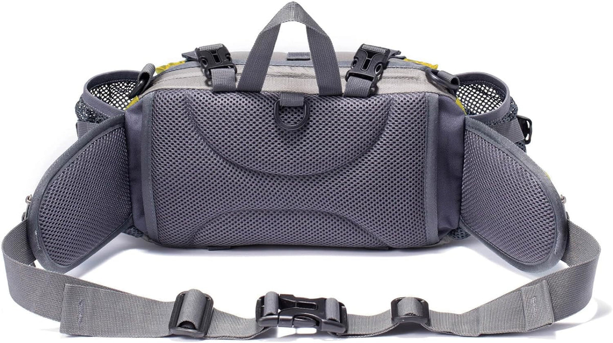 Outdoor Fanny Pack Hydration Waist Pack 2 Water Bottle Holder Men Women | Medium-Large 11X5X6", Hold up to 25Oz Water Bottle, 3 Way to Wear, 7 Pockets, Breathable Mesh, Fits 28-50 Inch Waist
