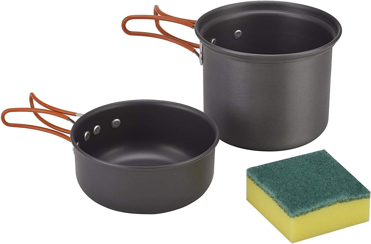 Camping Cookware, Portable Pots Kettle and Pans Set, 13 PCS for 3-4 | Lightweight Backpacking Cooking Set Outdoor Cook Gear for Family Hiking Picnic (Kettle Pot, Frying Pan, Bowls, Plates, Spoon)