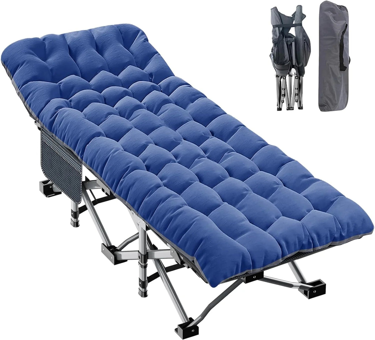 Oversized XXL Folding Camping Cot with 2-Sided Mattress, Portable Folding Cots for Adults, XXL Folding Cot Bed for Sleeping,Tent Cot, Supports 900 Lbs