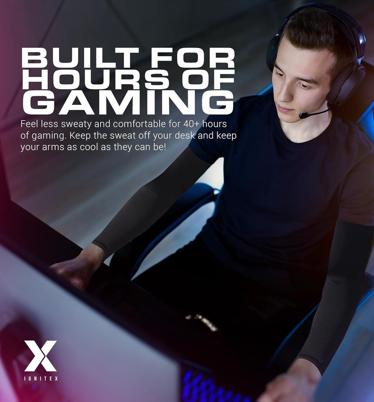 Gaming Arm Sleeves for Men & Women - Low-Friction PC Gaming Sleeve - Arm Compression Support for E-Sports, Volleyball