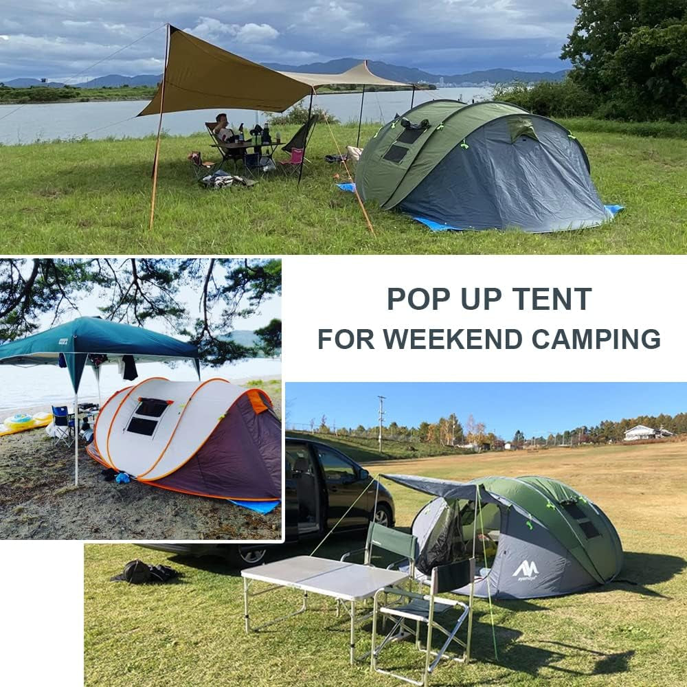 Waterproof 6 Person Easy Pop up Tents for Camping with Vestibule | Instant Setup, Double-Layer Anti-Condensation, Porch Poles Included, Large Size for Family 4-6 People Hiking, Travelling
