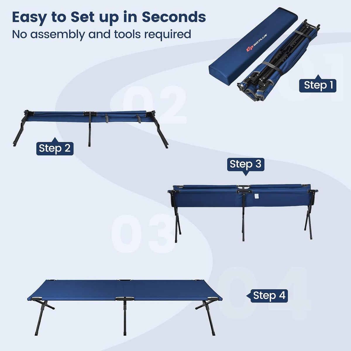 Folding Camping Cot with Carrying Bag, Portable Lightweight Outdoor Sleeping Bed for Adults Kids, 300LBS Weight Capacity, Heavy-Duty Camping Bed for Traveling