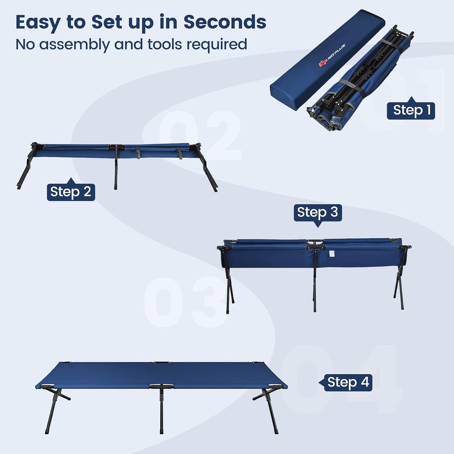 Folding Camping Cot with Carrying Bag, Portable Lightweight Outdoor Sleeping Bed for Adults Kids, 300LBS Weight Capacity, Heavy-Duty Camping Bed for Traveling