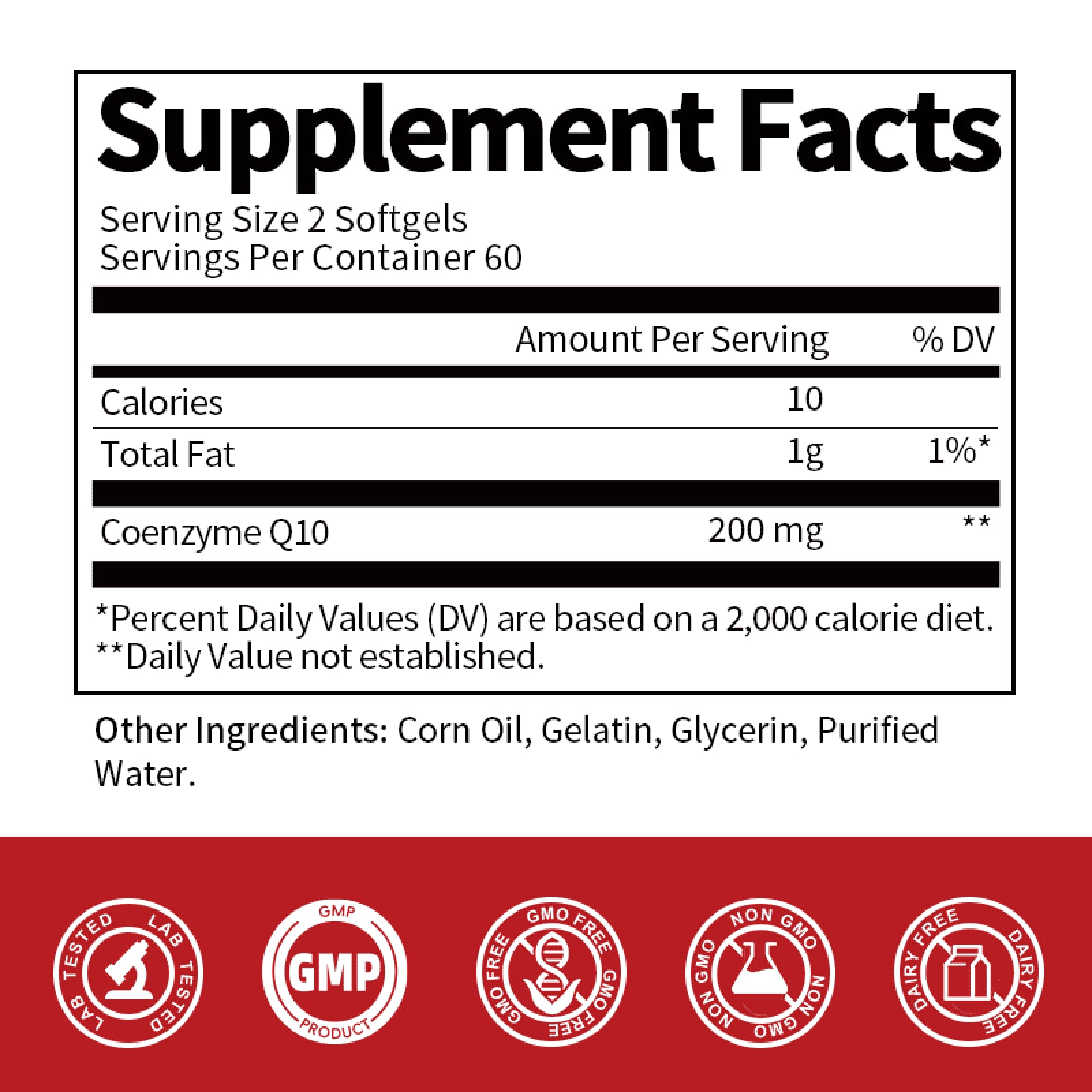 COQ10 Coenzyme Q10 200Mg Vegetarian Capsule Promotes Cardiovascular Health Heart Health - 120Ct