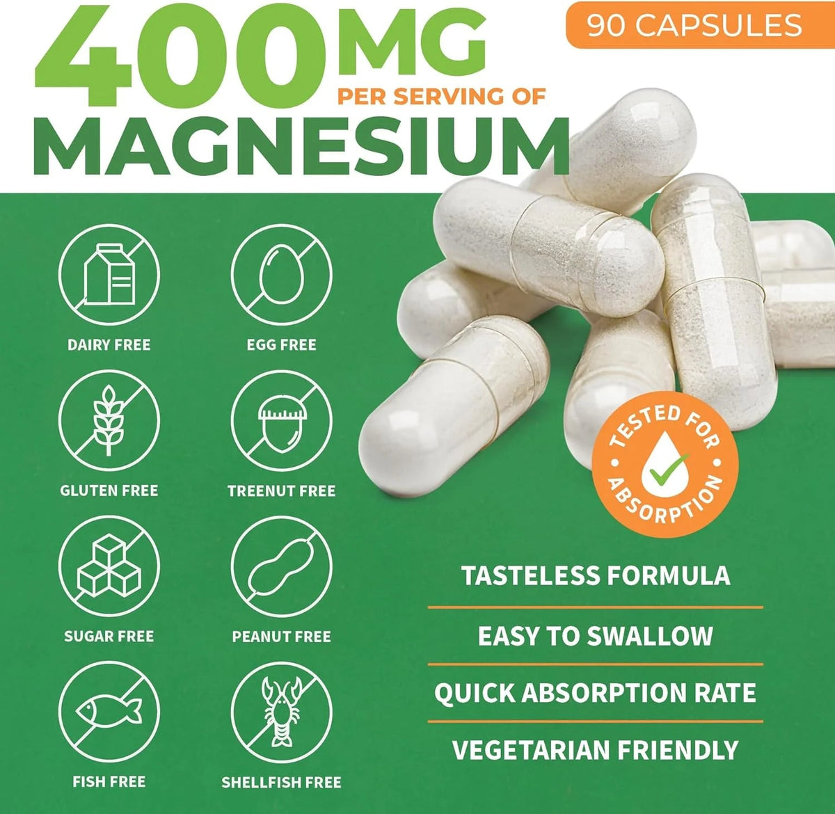 Forest Leaf Pure Magnesium Glycinate Bone Health & Heart Health Supplement, 90 Capsules