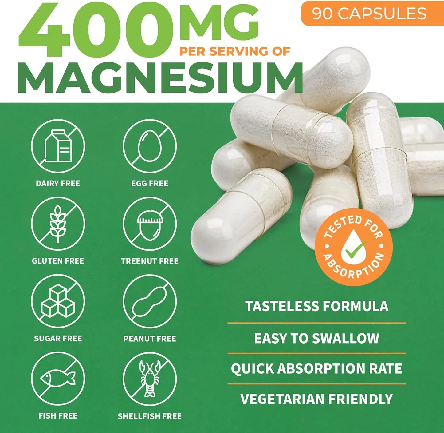 Forest Leaf Pure Magnesium Glycinate Bone Health & Heart Health Supplement, 90 Capsules
