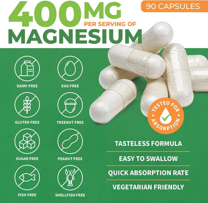 Forest Leaf Pure Magnesium Glycinate Bone Health & Heart Health Supplement, 90 Capsules