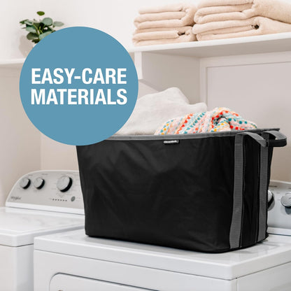Collapsible Laundry Basket, 60L, 2 Pack, Black | Each Basket Supports 55 Lb and Stays Upright While Loading, Then Folds to 1.25 Inches for Closets, Dorms, and Rvs.