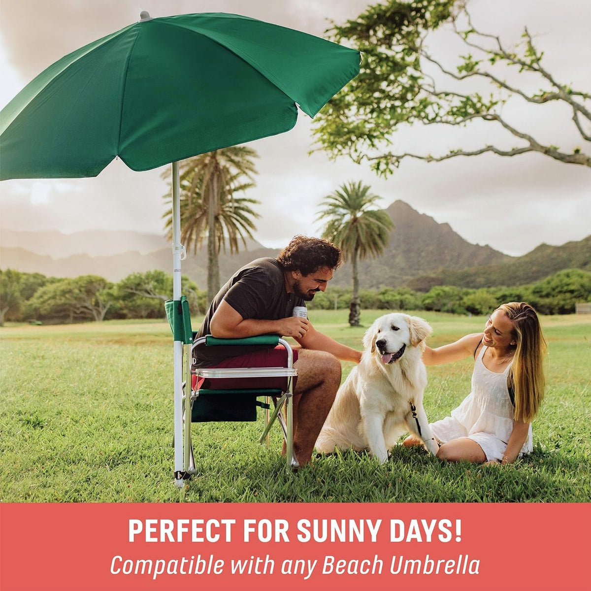 Sports Chair with Side Table and Armrest Caddy, Lightweight Aluminum Folding Outdoor Camping Chair for Adults, Portable Director Style Lawn Seating with Pockets & Carry Strap, (Red)
