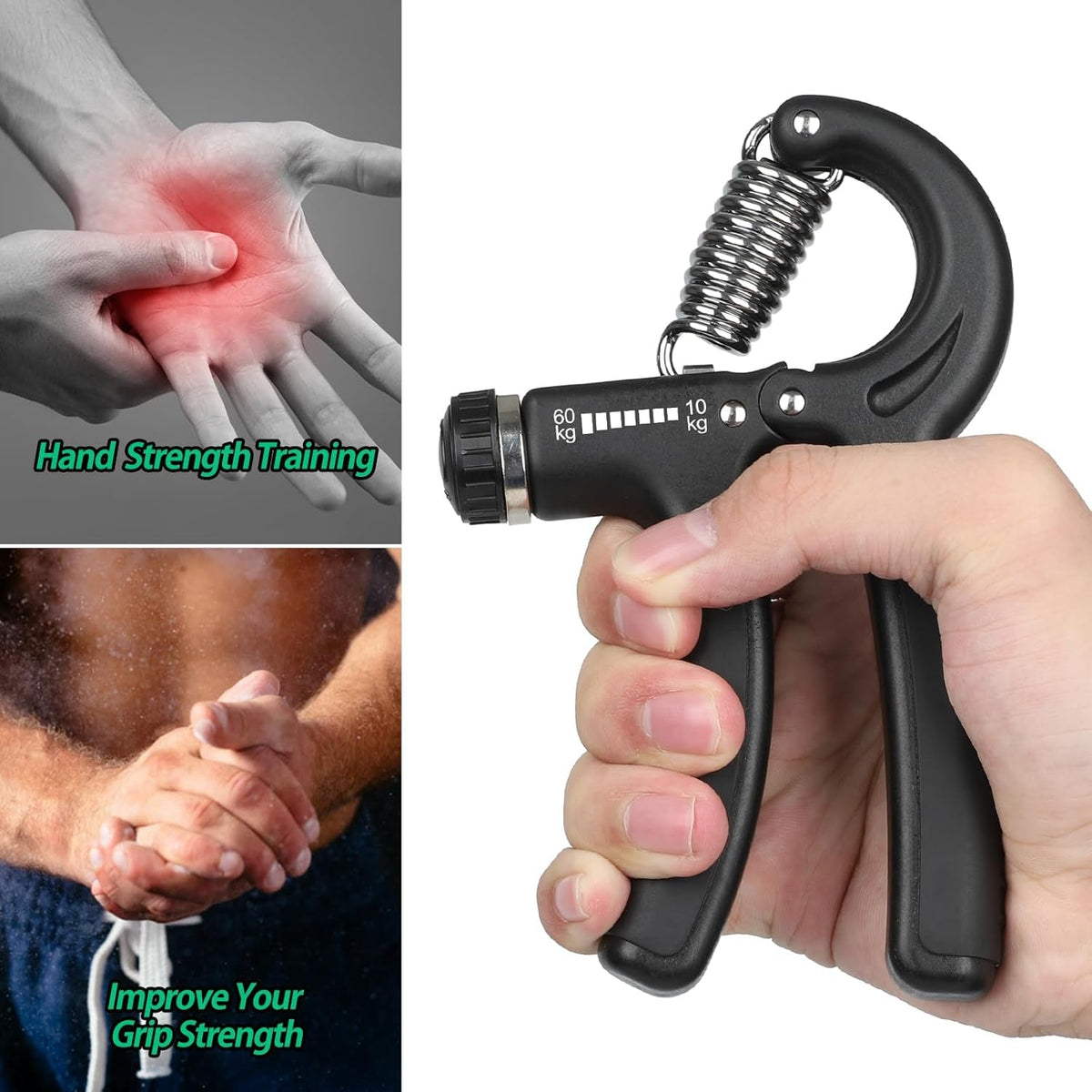 Grip Strength Trainer, Hand Grip Strengthener, Grip Strengthener, Adjustable Resistance, Forearm Strengthener, Perfect for Musicians Athletes