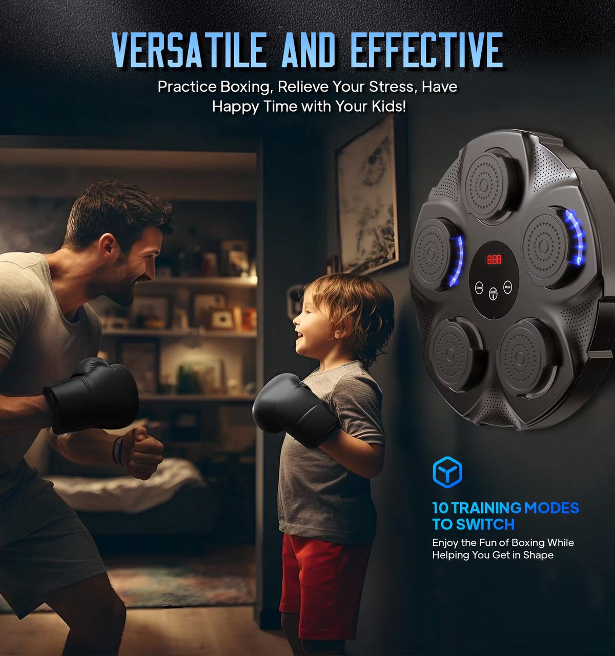 Adult Music Boxing Machine with Boxing Gloves, Oversize Wall Mounted Smart Bluetooth Music Boxing Trainer, Electronic Boxing Target Workout Punching Equipment for Home, Indoor and Gym