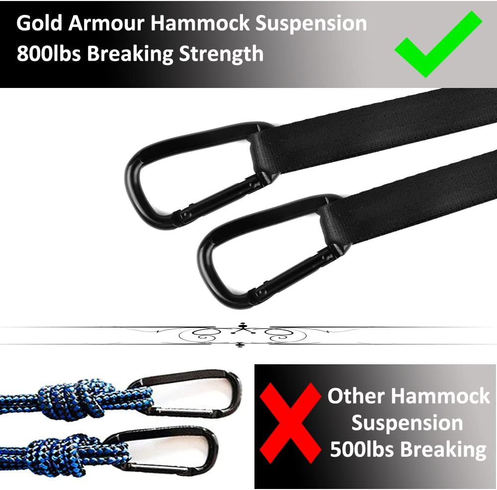 Camping Hammock - Portable Hammock Single Hammock Camping Accessories Gear for Outdoor Indoor Adult Kids, USA Based Brand (Black & Grey)