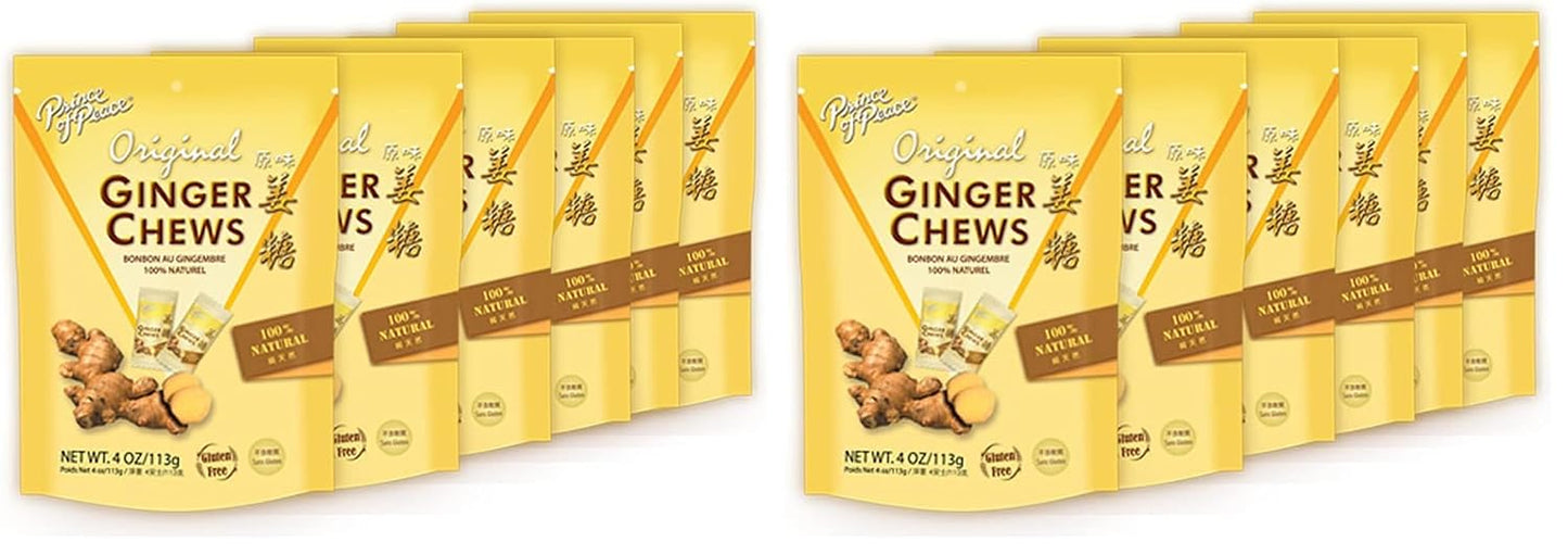 Original Ginger Chews, 4 Oz., Candied Ginger-Candy Pack & Ginger_Chews Candy, Natural Candy – (Pack of 12)