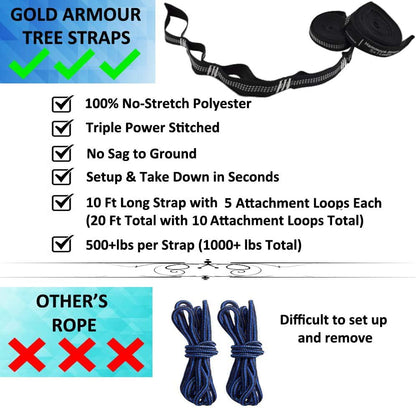 Camping Hammock - Portable Hammock Single Hammock Camping Accessories Gear for Outdoor Indoor Adult Kids, USA Based Brand (Black & Grey)