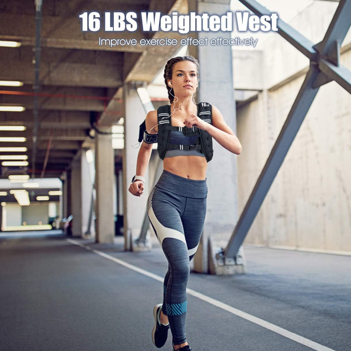 Weighted Vest for Women Men Kids, 16Lb/20Lb/30Lb Body Weight Vests with Reflective Stripe, Adjustable Weight Loss Workout Equipment for Fitness, Strength Training, Running, Walking, Jogging
