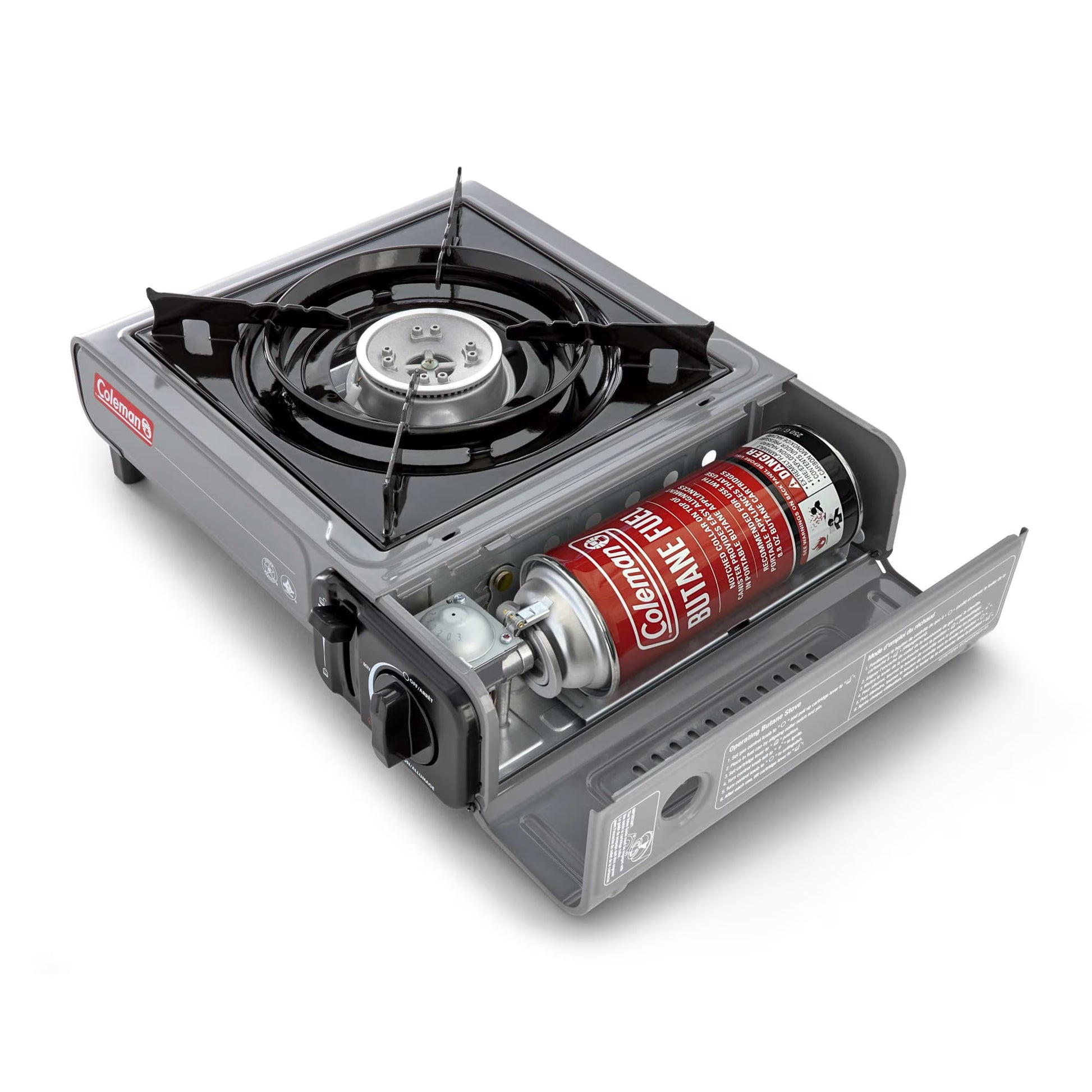 Tabletop Portable Butane Gas Camping Stove, 1 Burner, Gray