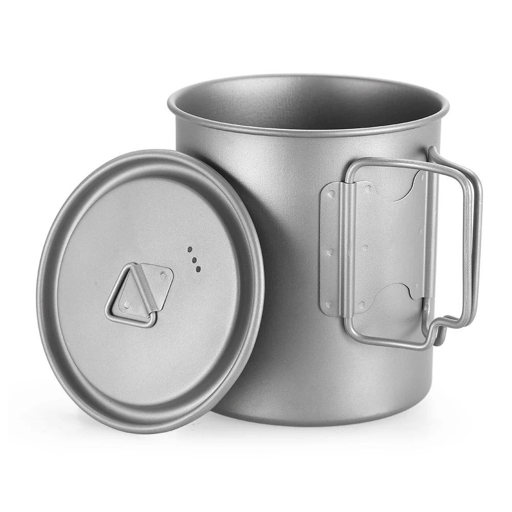 Tomshoo 750Ml Outdoor Camping Cup Durable Titanium Cup Tourist Tableware Picnic Utensils Tourism Camping Mug Camping Equipment