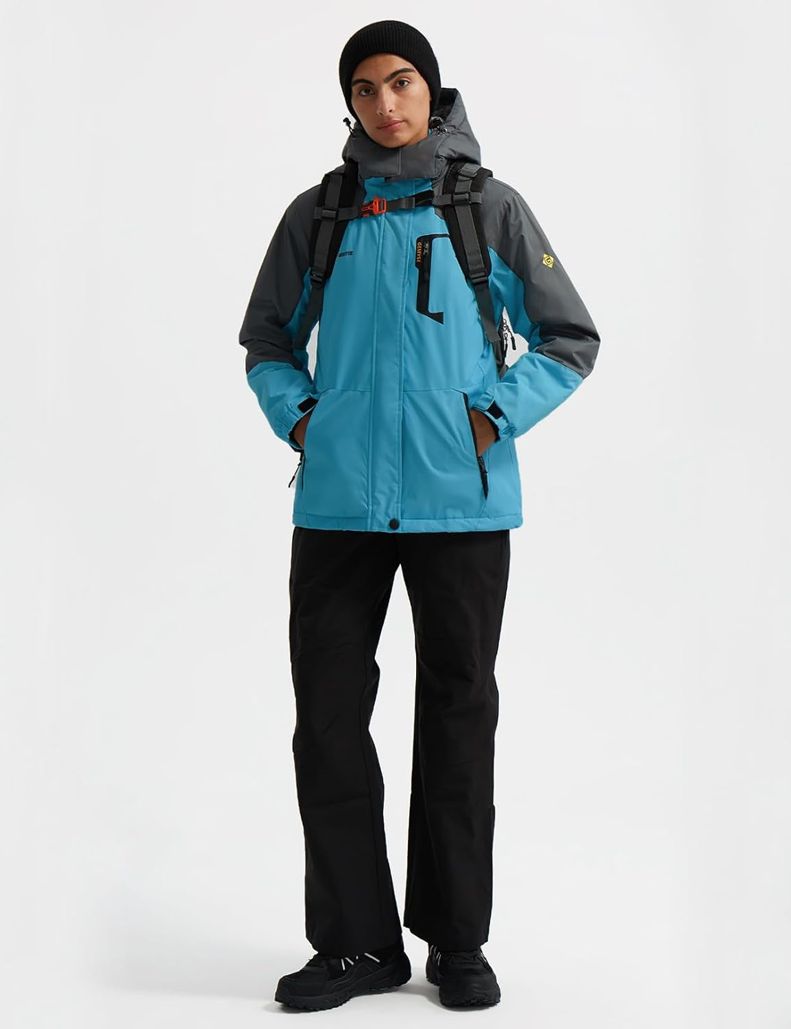 Women'S Waterproof Ski Jacket Warm Winter Coat with Detachable Hood | Windproof, Fleece-Lined, Insulated, for Snowboarding and Cold Weather, Multiple Pockets, Rain Jacket