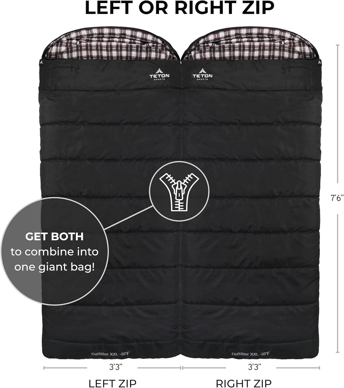Deer Hunter Sleeping Bag, Warm and Comfortable Camping Sleeping Bag, Teton Tough Canvas Shell for Camping, Hunting, and Cold Weather