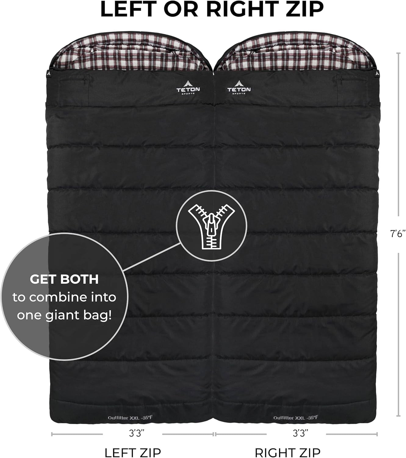 Deer Hunter Sleeping Bag, Warm and Comfortable Camping Sleeping Bag, Teton Tough Canvas Shell for Camping, Hunting, and Cold Weather