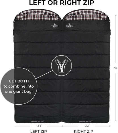Deer Hunter Sleeping Bag, Warm and Comfortable Camping Sleeping Bag, Teton Tough Canvas Shell for Camping, Hunting, and Cold Weather