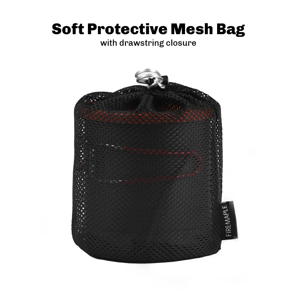 Fire Maple FMC-XK6 Heat Exchanger Pot 1L Foldable Cooking Pots with Mesh Bag Outdoor Camping Cookware