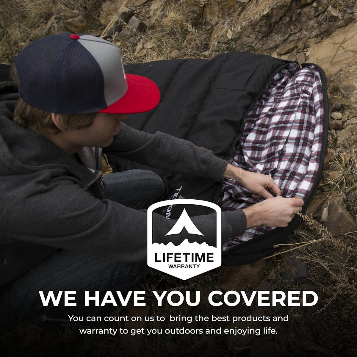 Deer Hunter Sleeping Bag, Warm and Comfortable Camping Sleeping Bag, Teton Tough Canvas Shell for Camping, Hunting, and Cold Weather