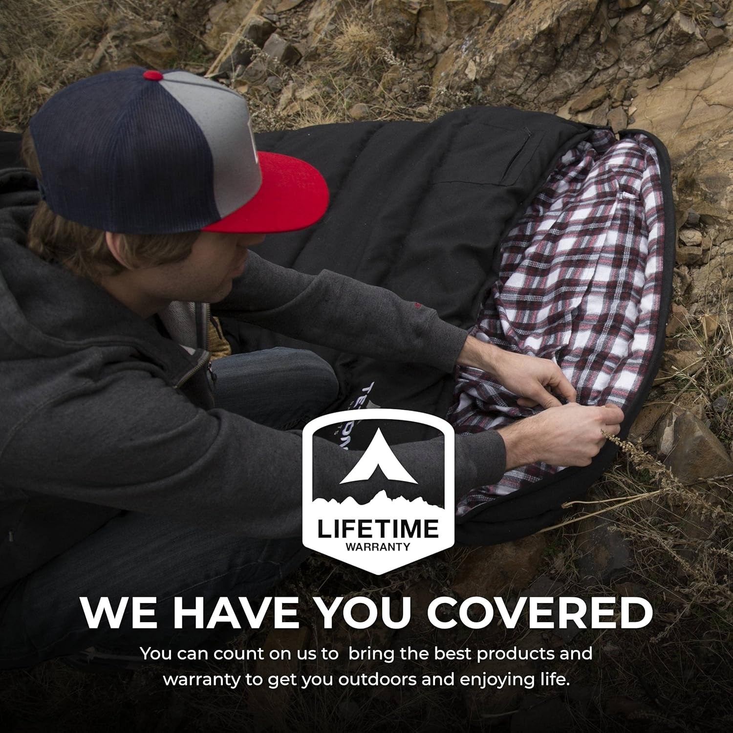 Deer Hunter Sleeping Bag, Warm and Comfortable Camping Sleeping Bag, Teton Tough Canvas Shell for Camping, Hunting, and Cold Weather