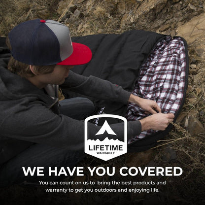Deer Hunter Sleeping Bag, Warm and Comfortable Camping Sleeping Bag, Teton Tough Canvas Shell for Camping, Hunting, and Cold Weather