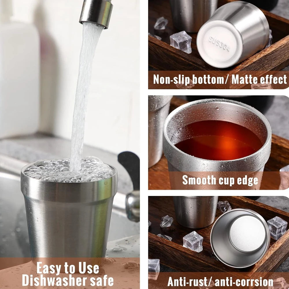 3Pcs Stainless Steel304 Cup Outdoor Hiking Gear Stackable Cup Camping Cups Metal Cups Coffee Travel Cup Sets Portable Drink-Ware