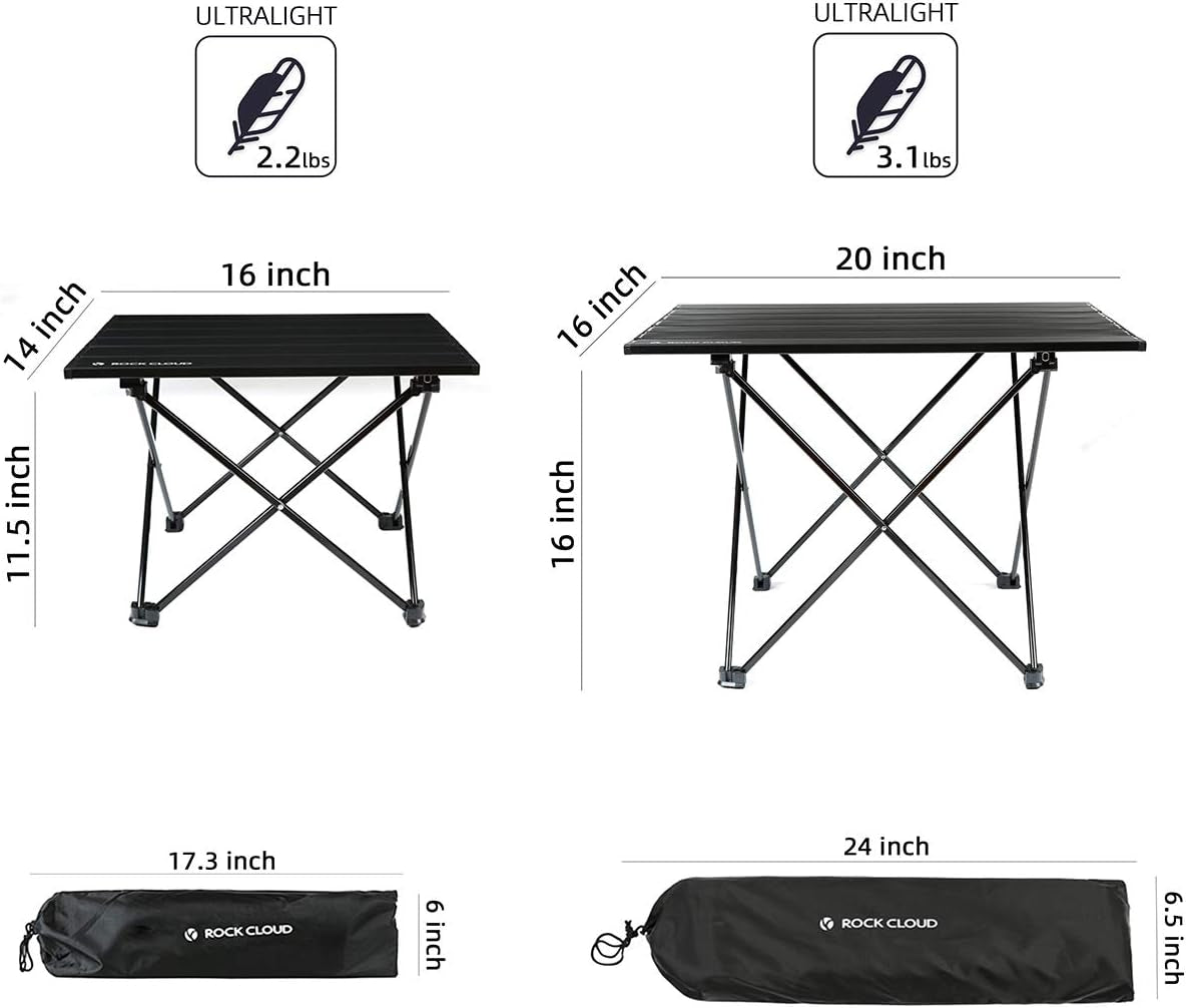 Portable Camping Table Ultralight Aluminum Camp Table Folding Beach Table for Camping Hiking Backpacking Outdoor Picnic, Size M