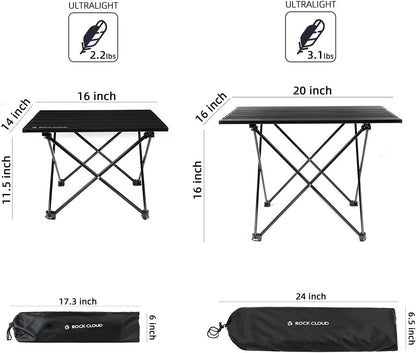 Portable Camping Table Ultralight Aluminum Camp Table Folding Beach Table for Camping Hiking Backpacking Outdoor Picnic, Size M