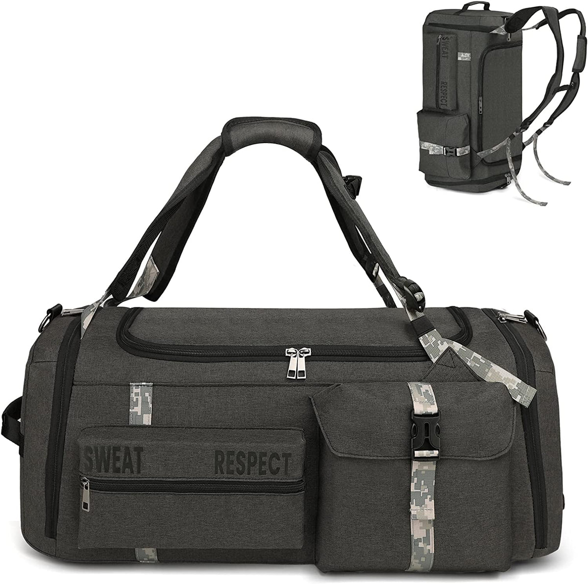 Gym Bags for Men Gym Duffle Bag Backpack 3-Way Sports Duffel Bags for Men with Shoe Compartment & Wet Pocket