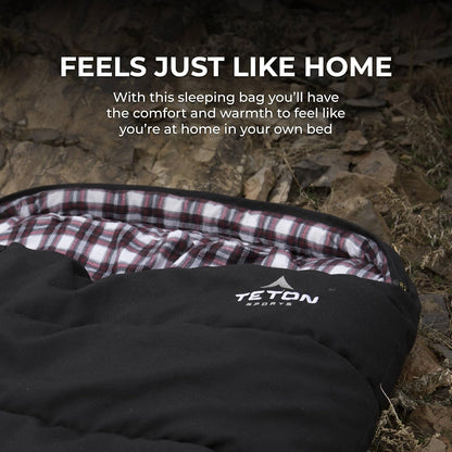 Deer Hunter Sleeping Bag, Warm and Comfortable Camping Sleeping Bag, Teton Tough Canvas Shell for Camping, Hunting, and Cold Weather