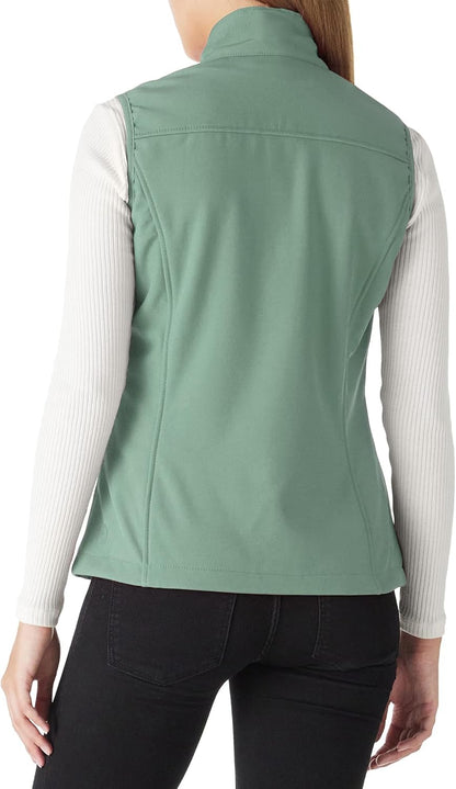 Women'S Lightweight Softshell Vest Windproof Fleece Lined Zip up Sleeveless Jacket for Running Hiking Golf