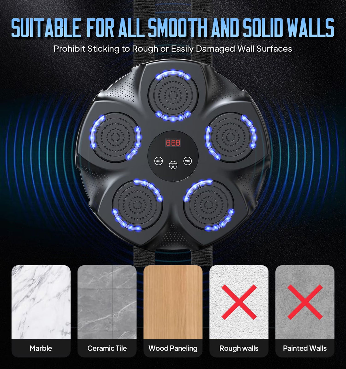 Adult Music Boxing Machine with Boxing Gloves, Oversize Wall Mounted Smart Bluetooth Music Boxing Trainer, Electronic Boxing Target Workout Punching Equipment for Home, Indoor and Gym