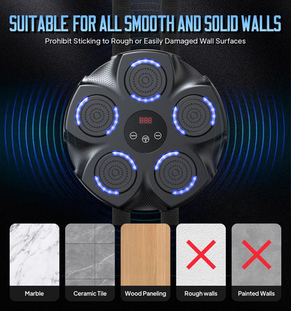 Adult Music Boxing Machine with Boxing Gloves, Oversize Wall Mounted Smart Bluetooth Music Boxing Trainer, Electronic Boxing Target Workout Punching Equipment for Home, Indoor and Gym