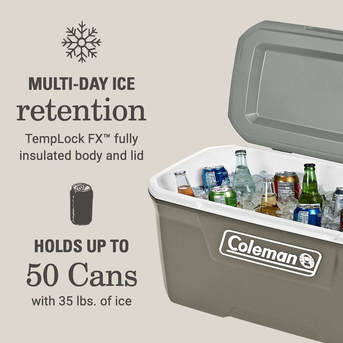 316 Series 70QT Hard Chest Cooler, Silver Ash