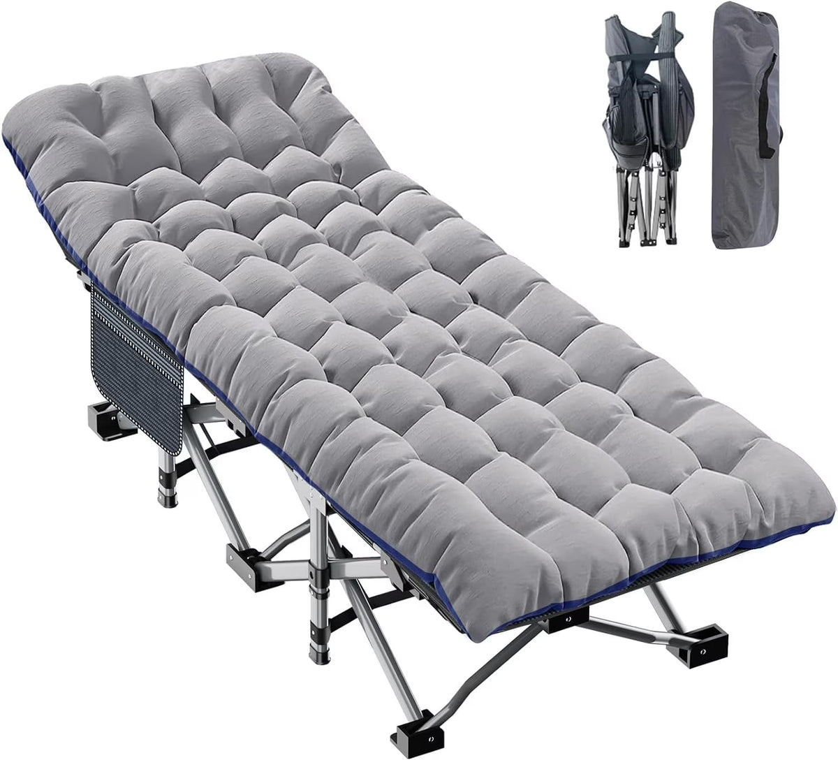 Oversized XXL Folding Camping Cot with 2-Sided Mattress, Portable Folding Cots for Adults, XXL Folding Cot Bed for Sleeping,Tent Cot, Supports 900 Lbs