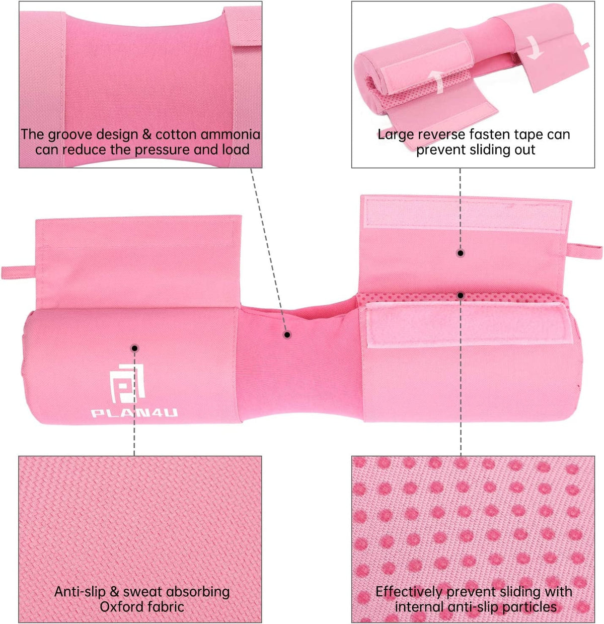 Barbell Pad Set for Squat Hip Thrusts Upgraded Anti-Slip Grain | Breathable, Workout Foam, Weight Lifting Bar Cushion, Shoulder Neck Support, Standard Olympic Bars, Smith Machine, Women/Men