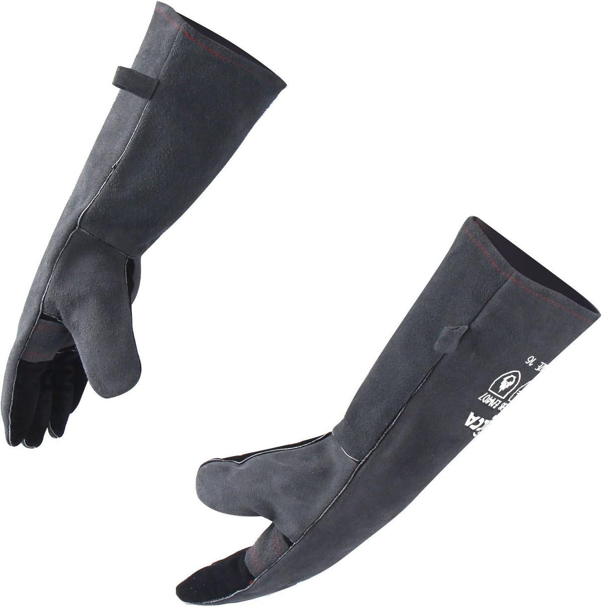 Fireplace Fire Pit Gloves, 662°F Fireproof Leather, 16 in Grey | for Wood Stove, Campfire, Charcoal, Cast Iron, BBQ Grill, Oven, Stick & MIG Welding, Forge, Dry Ice