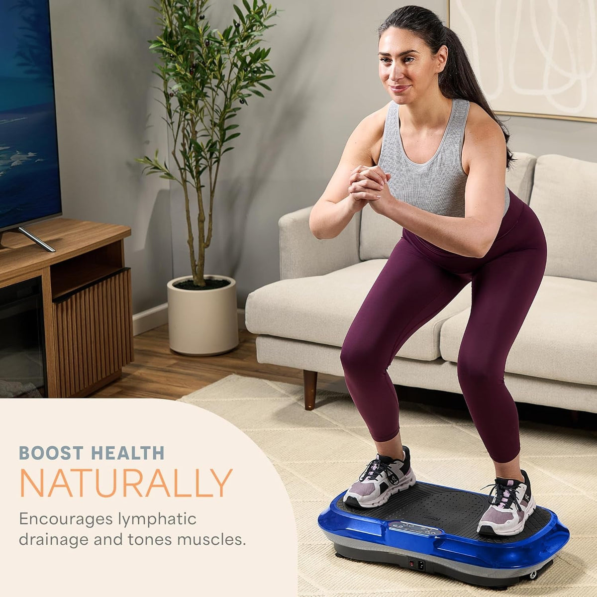 Waver Vibration Plate Exercise Machine with 99 Speeds & 10 Presets | Resistance Bands, Non-Slip Surface, 330 Lbs Capacity — Vibration Plate for Lymphatic Drainage, Body Toning, Full-Body Workout