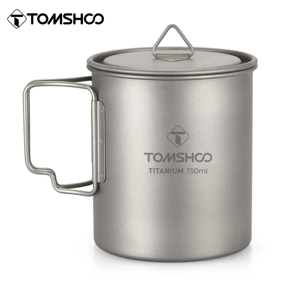 Tomshoo 750Ml Outdoor Camping Cup Durable Titanium Cup Tourist Tableware Picnic Utensils Tourism Camping Mug Camping Equipment
