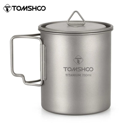 Tomshoo 750Ml Outdoor Camping Cup Durable Titanium Cup Tourist Tableware Picnic Utensils Tourism Camping Mug Camping Equipment