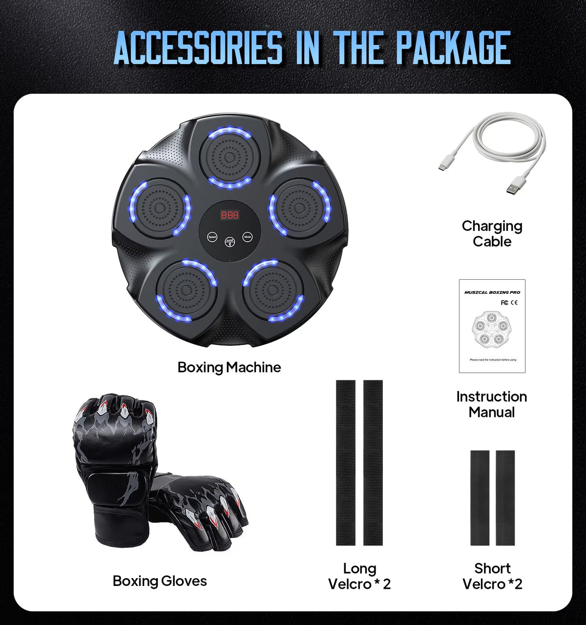 Adult Music Boxing Machine with Boxing Gloves, Oversize Wall Mounted Smart Bluetooth Music Boxing Trainer, Electronic Boxing Target Workout Punching Equipment for Home, Indoor and Gym